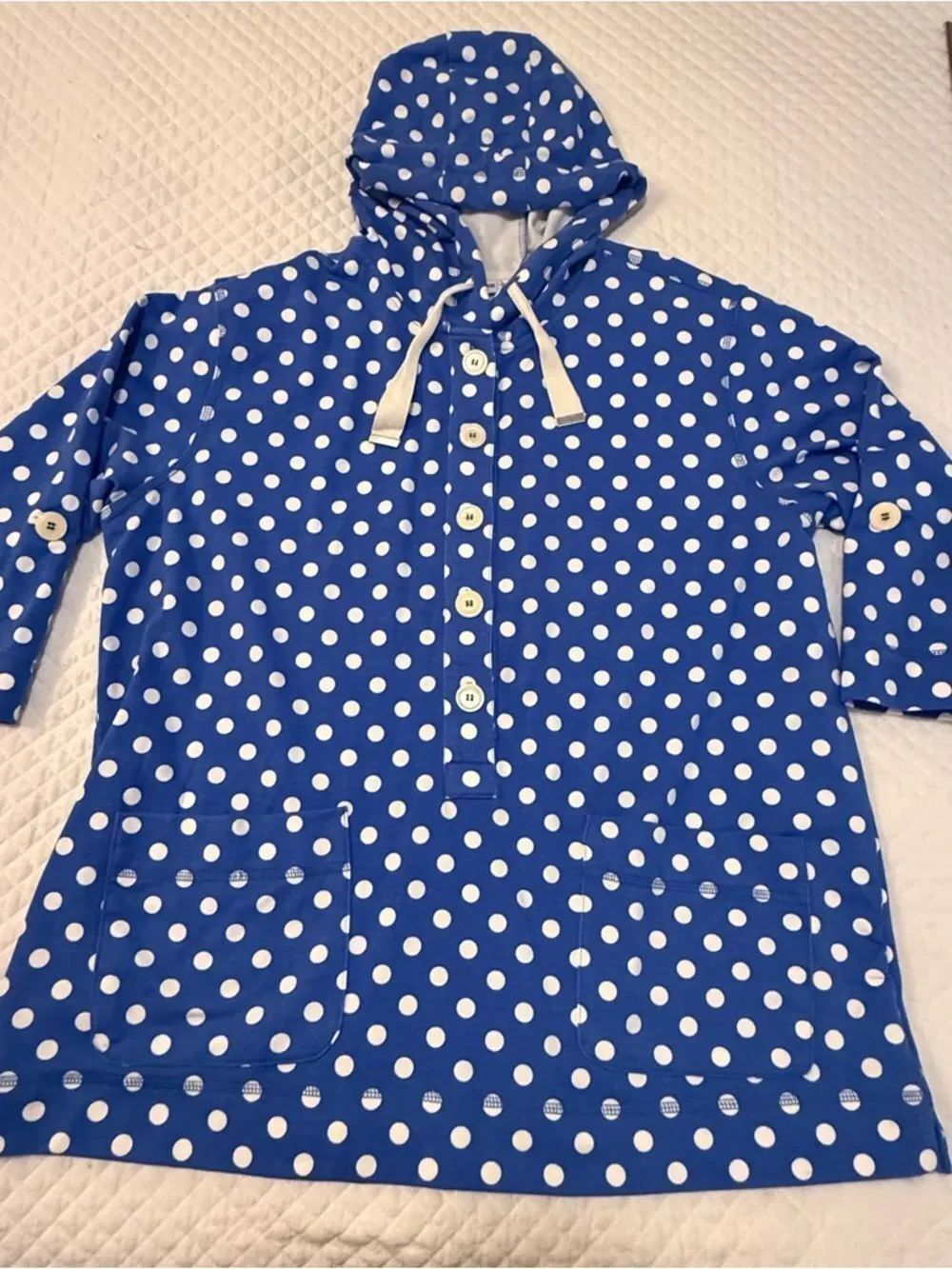 Susan Graver Blue and White Polka Dot Pull Over Top Women's XL - Picture 3 of 13